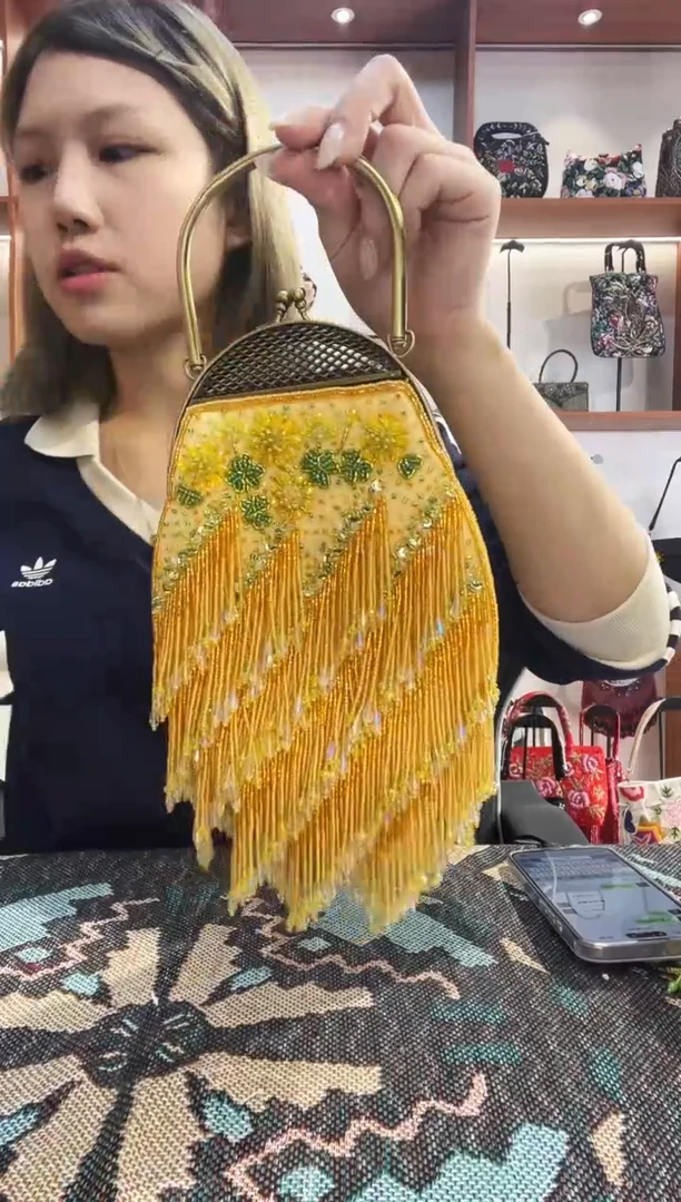 织物11号（多色可选）手工珠珠包包腋下斜跨包手拿包手提晚宴包