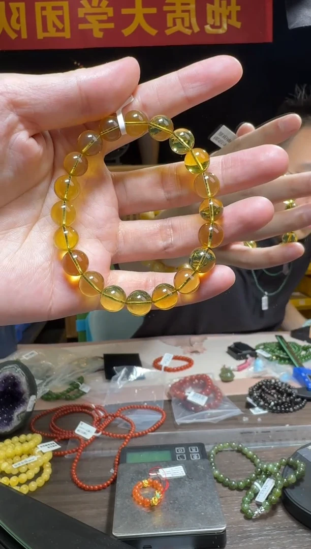 【闪购商品】蓝珀手串未镶嵌缅甸净水金兰蓝珀单圈约9mm