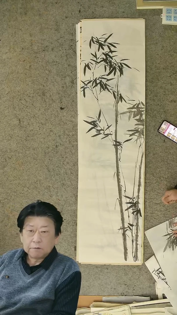 国画四尺对开  墨竹条屏 34*138cm