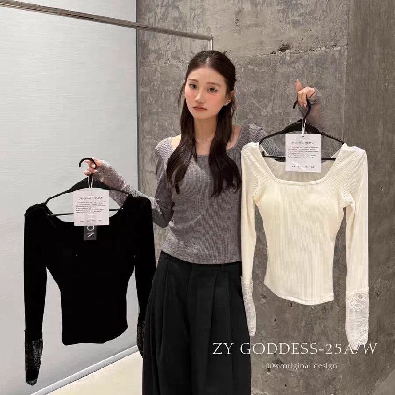 薄款纯色长袖毛针织衫秋冬不规则时尚上衣纯欲风袖型修身百搭