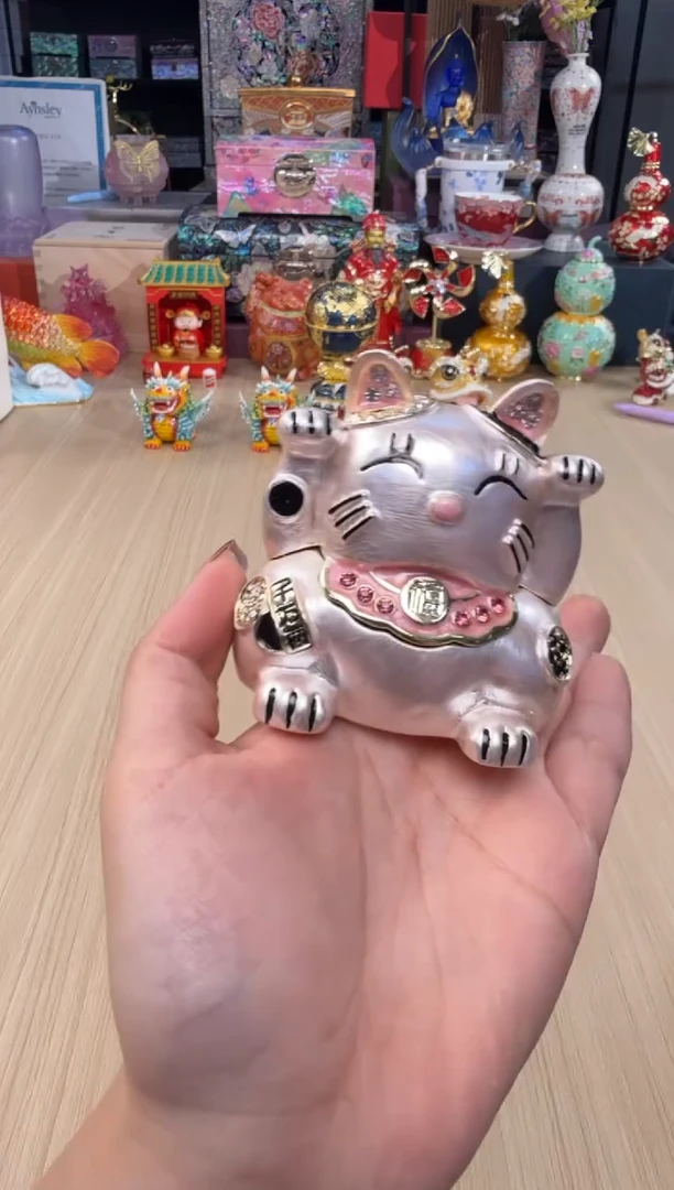 199七宝银粉大号招财猫