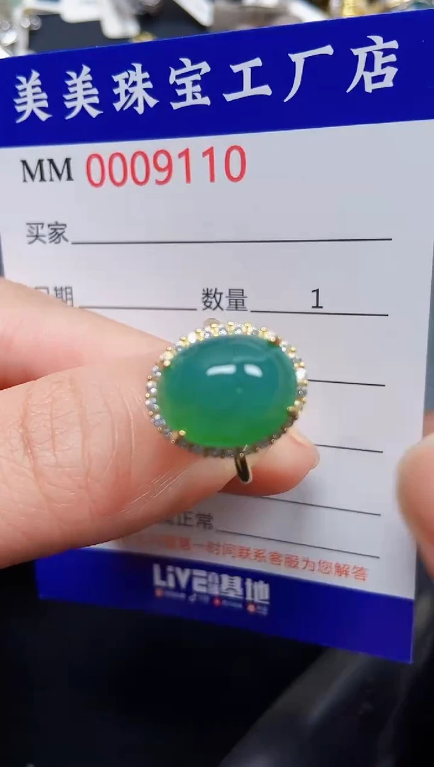 翡翠银S925镶嵌颈饰9110