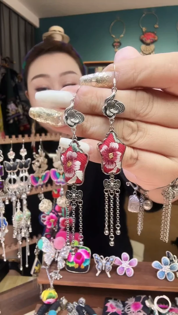 刺绣纯手工民族风刺绣耳环