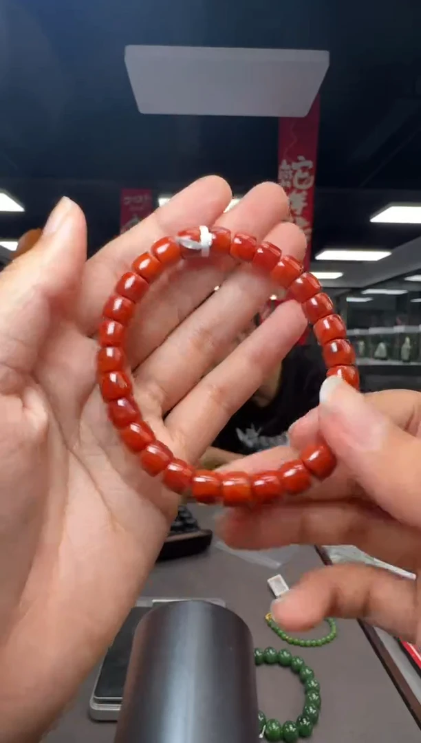 【闪购商品】南红玛瑙手串未镶嵌火焰纹南红玛瑙直切桶珠手串