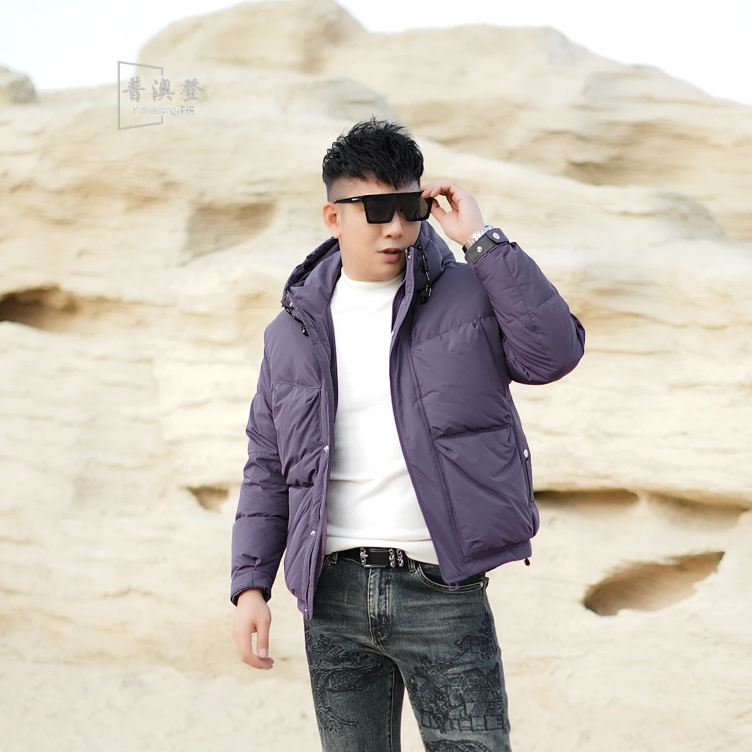 2024冬季新款时尚潮流运动户外休闲工装保暖连帽男士羽绒服外套