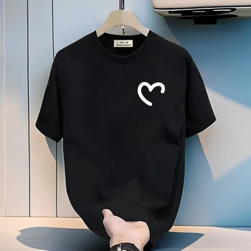 仓石一树简约百搭爱心短袖T恤男款夏季新款宽松潮流上衣打底衫