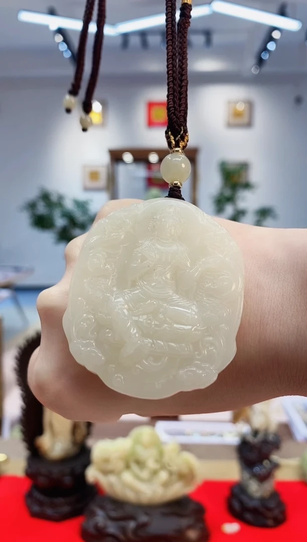 【闪购商品】和田玉挂件未镶嵌白玉观音约55*46mm