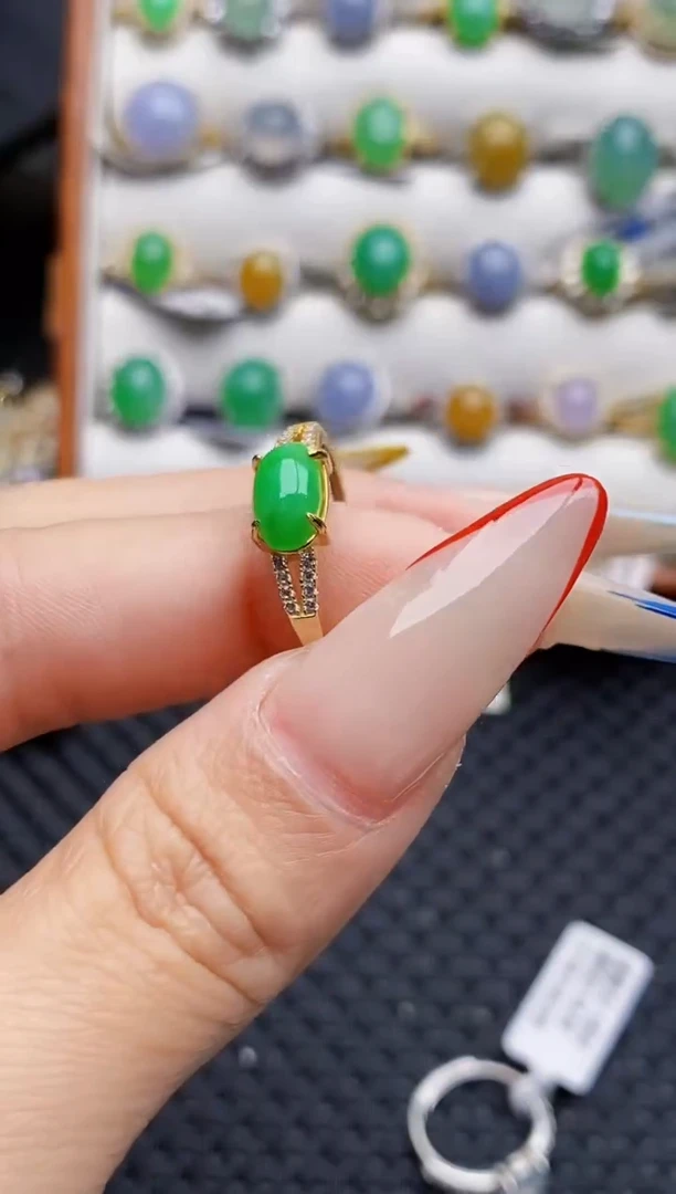 银S925镶嵌戒指翡翠3187