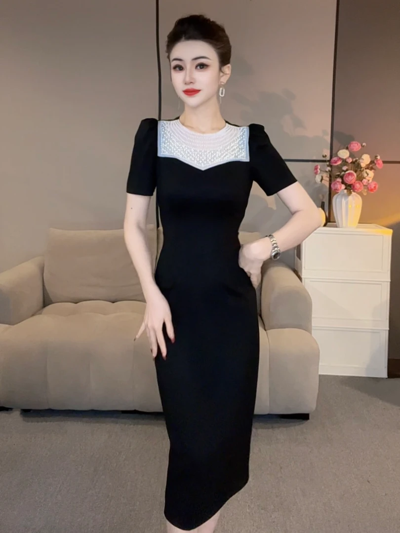 【潼潼严选】新款法式优雅拼接时尚气质轻奢洋气显瘦连衣裙-0611-3