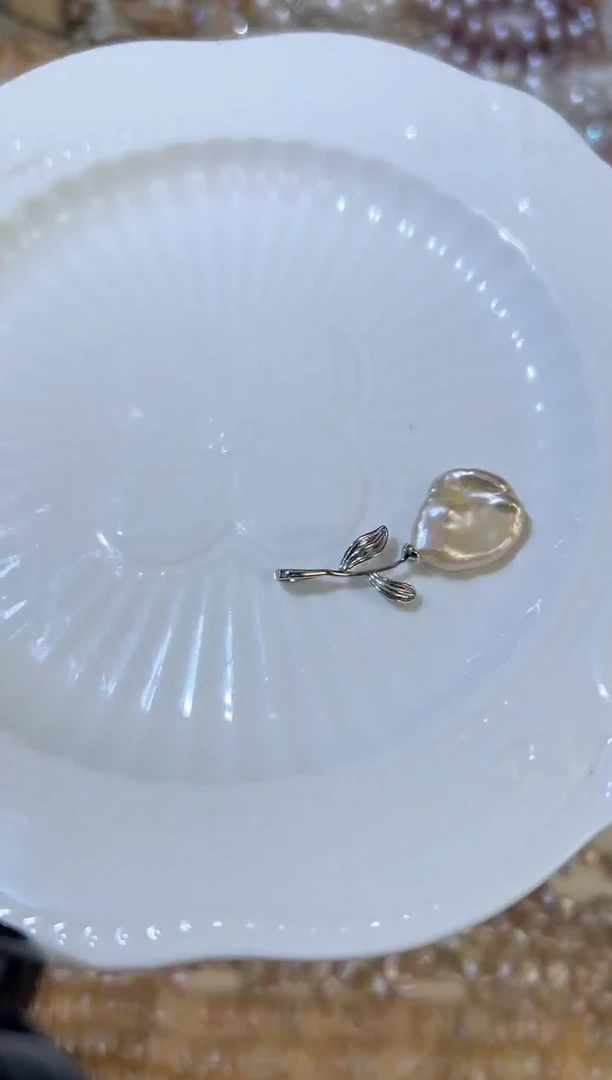 吊坠(不含链)银S925镶嵌淡水珍珠a03