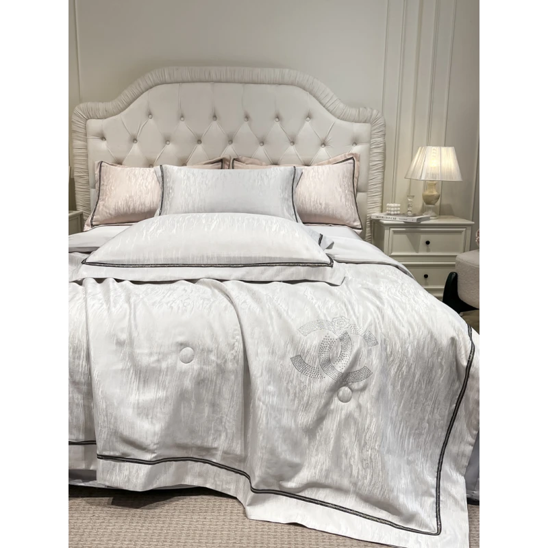 【金志轻奢】品牌轻奢凉感天丝提花夏被四件套-可可西里/灰