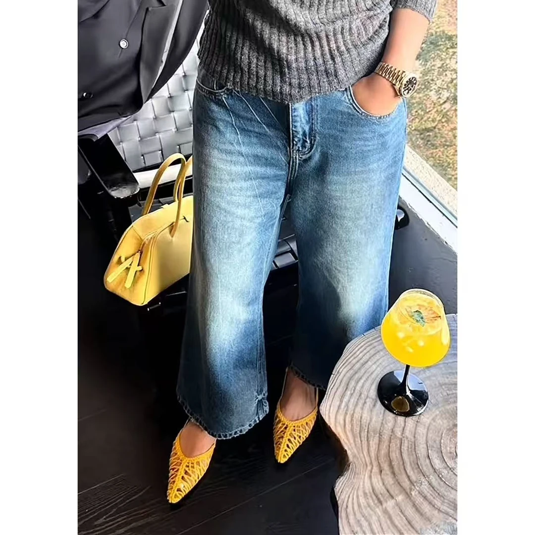 【自由法棍】MUAN定制高级百搭宽松简约牛仔裤女KW-8655