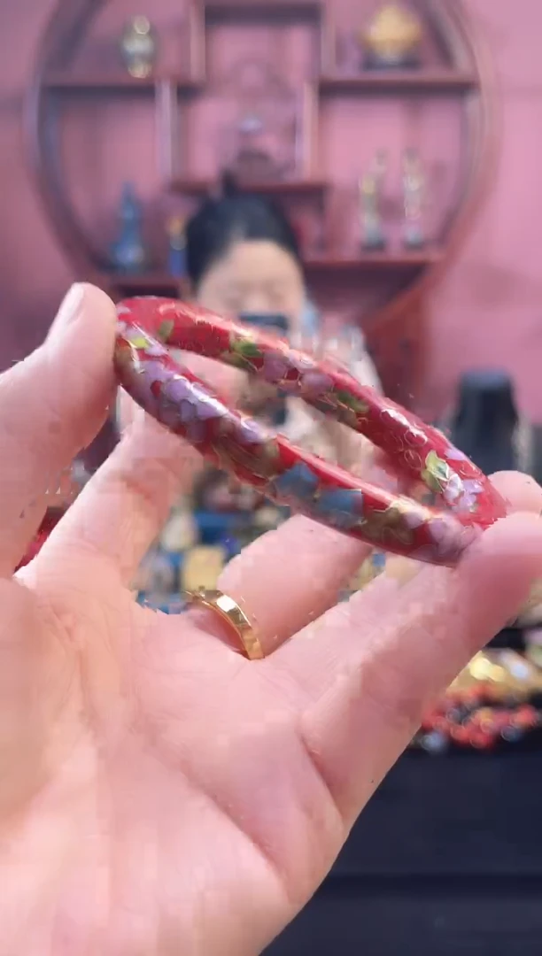 非遗景泰蓝 公主镯 细 红色 60