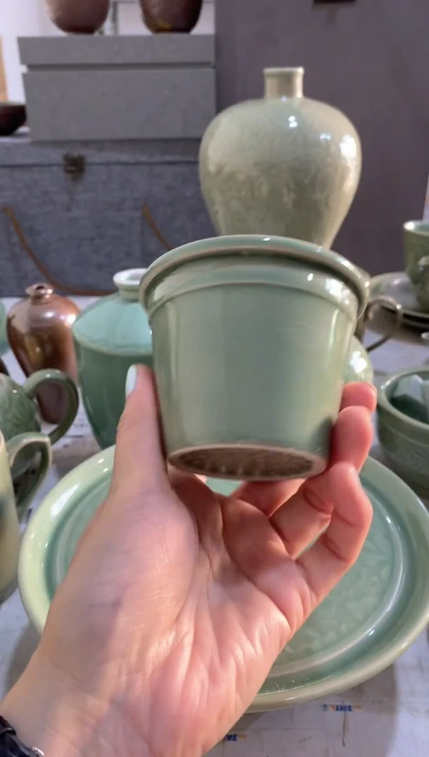 耀州窑瑕疵处理素面青釉茶漏 一个