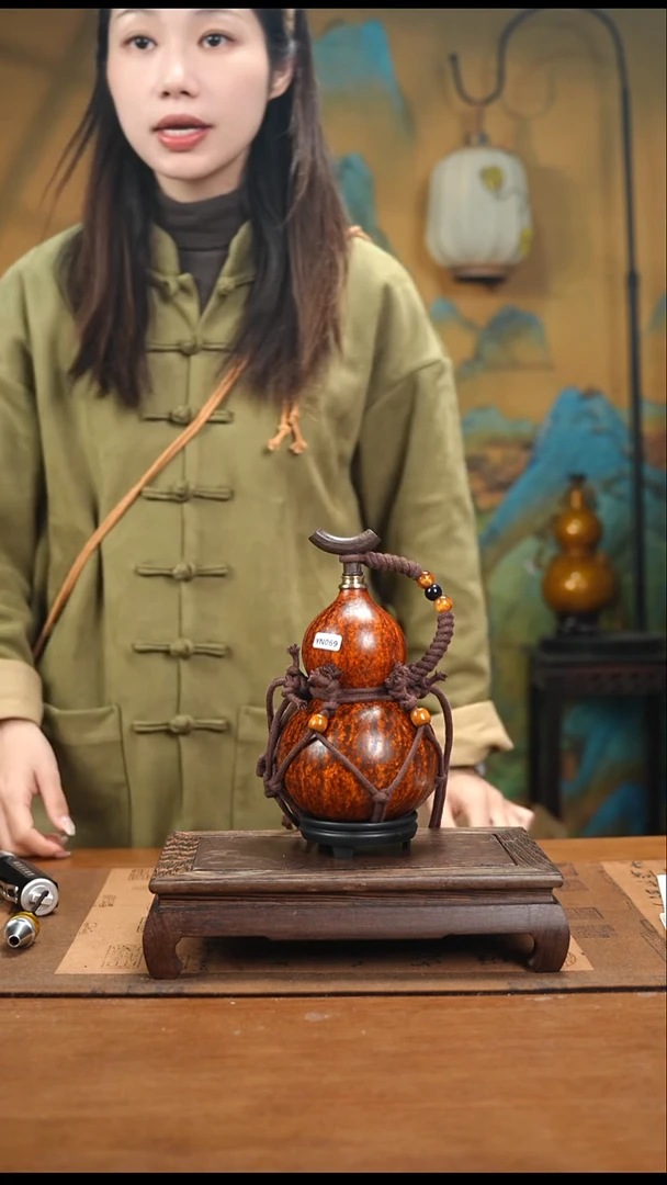 YN069复古网兜款天然酒葫芦（一物一拍）