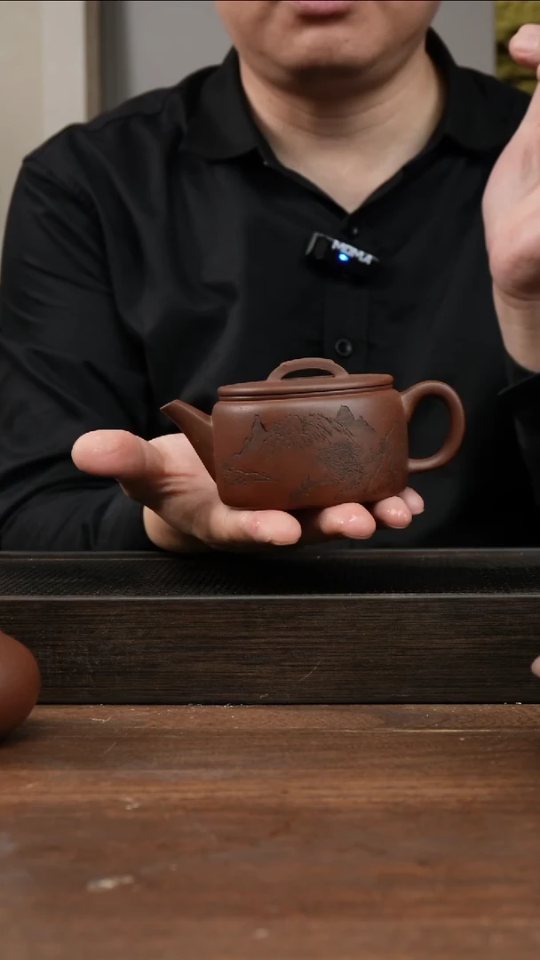 茶杯紫砂紫泥大汉瓦   刻绘山水    240CC