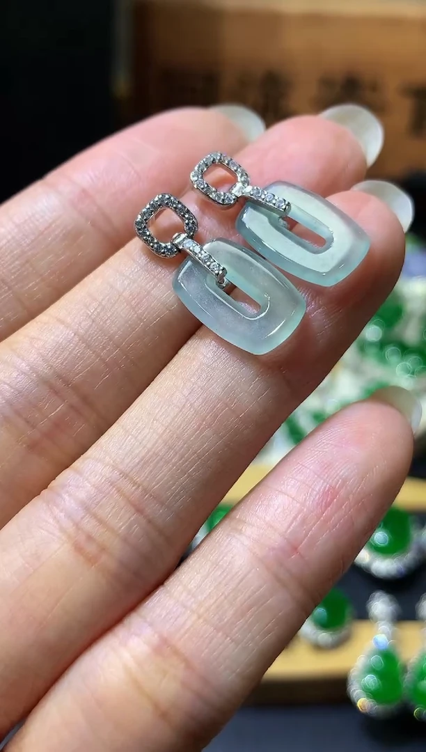 银S925镶嵌翡翠耳饰团购