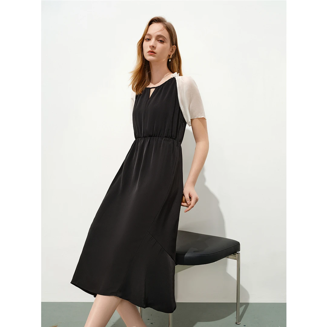 【婷婷专属】时尚连衣裙夏季V领收腰大摆型中长裙Y534103946