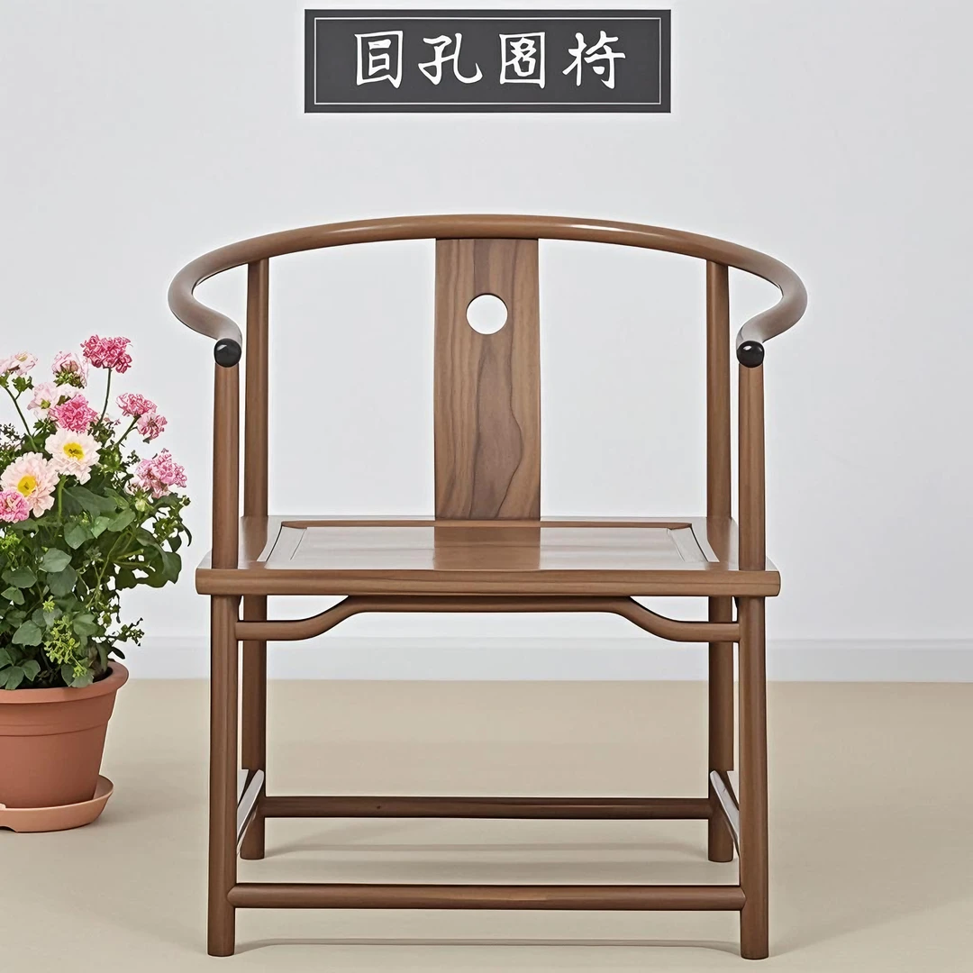新中式老榆木圈椅黑胡桃木椅子实木免漆官帽椅餐椅茶椅禅意椅子厂