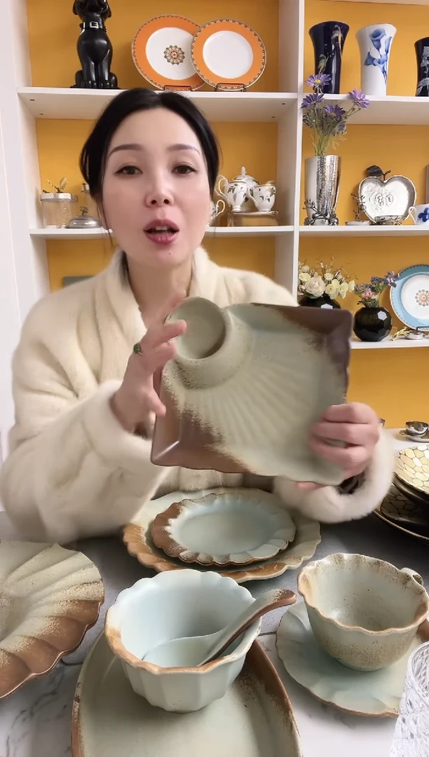 福利款 素泥蓝系列 饺子盘