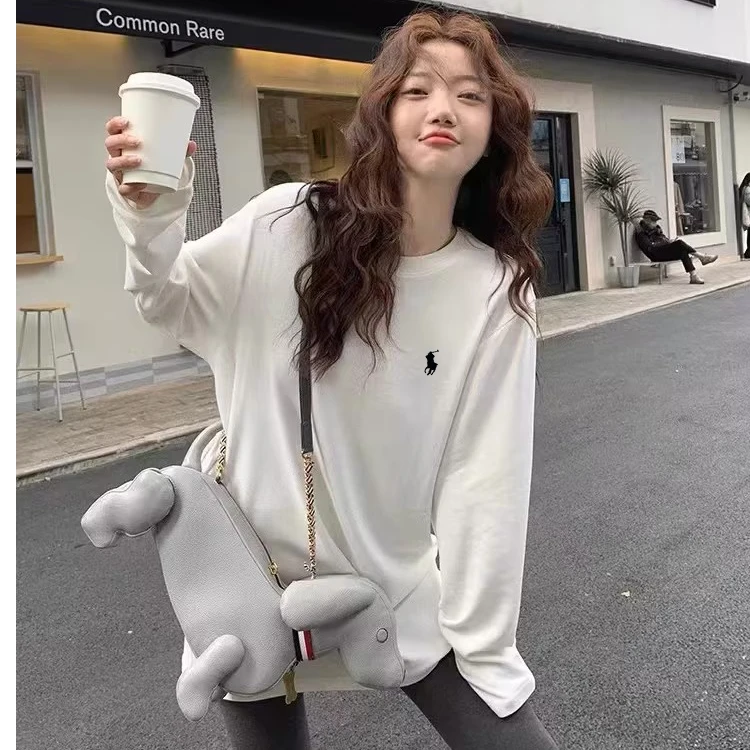 2025冬季新款圆领百搭休闲基础款打底中长款加绒长袖T恤打底衫