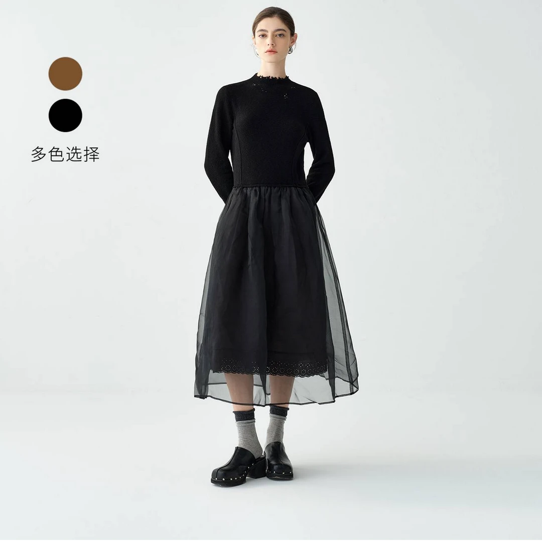 EN2025半高领针织连衣裙