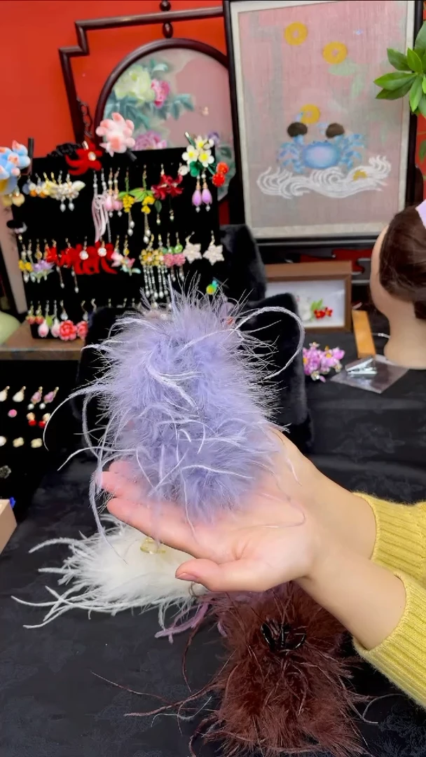 刺绣_*尾非遗绒花苏绣饰品