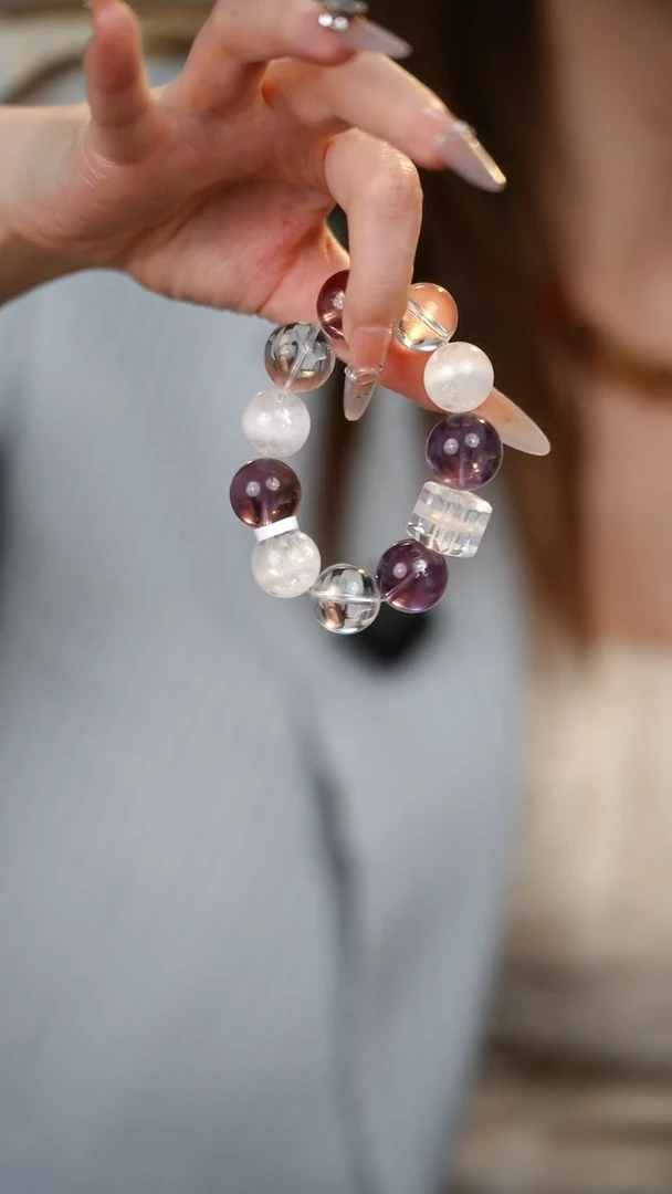 未镶嵌手串水晶紫水晶 白幽灵