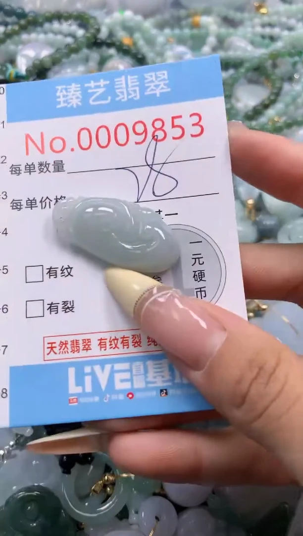 翡翠未镶嵌颈饰含绳0009853