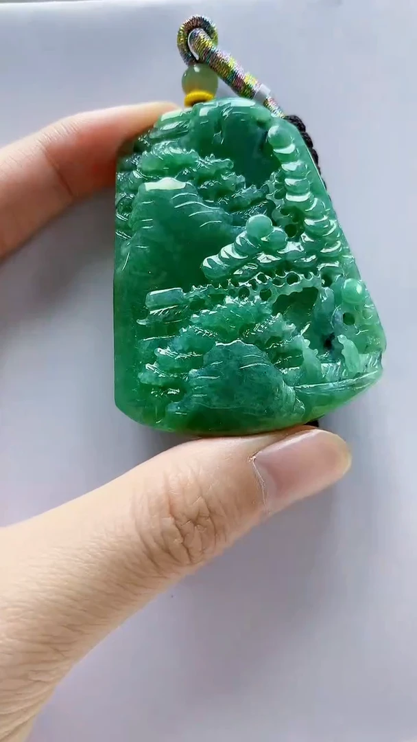 未镶嵌定制翡翠5145zm-毛货挂件21山水