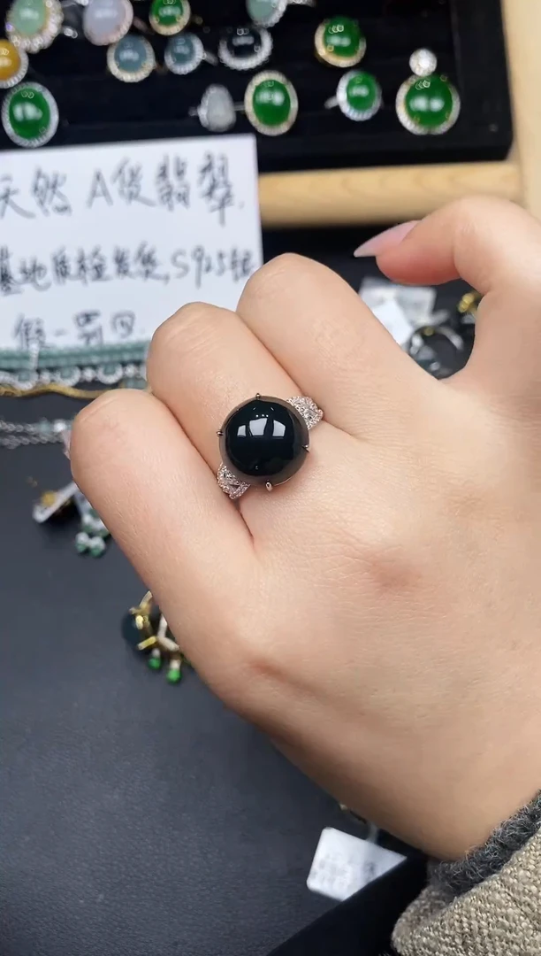 银S925镶嵌戒指翡翠25838