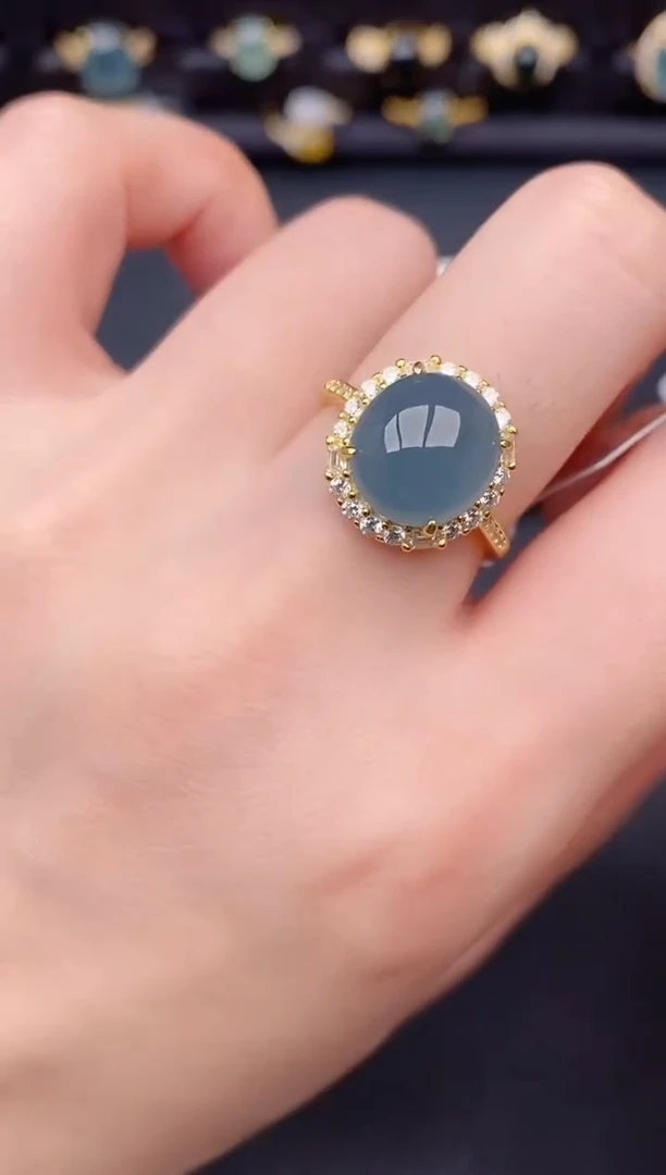 银S925镶嵌戒指翡翠天然a货翡翠313