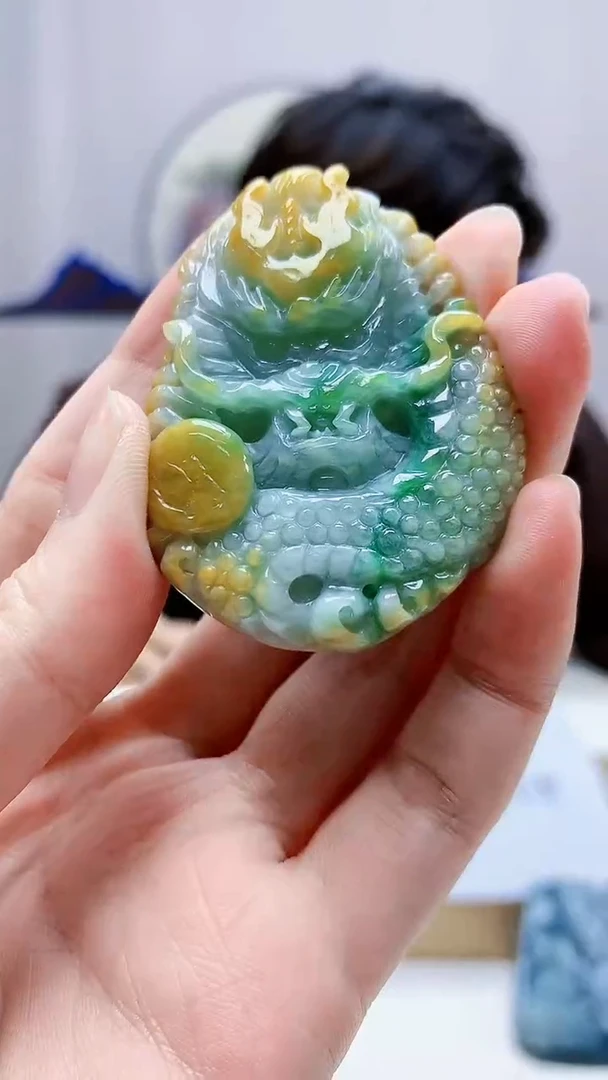 未镶嵌定制翡翠5145zm-毛货挂件龙牌64