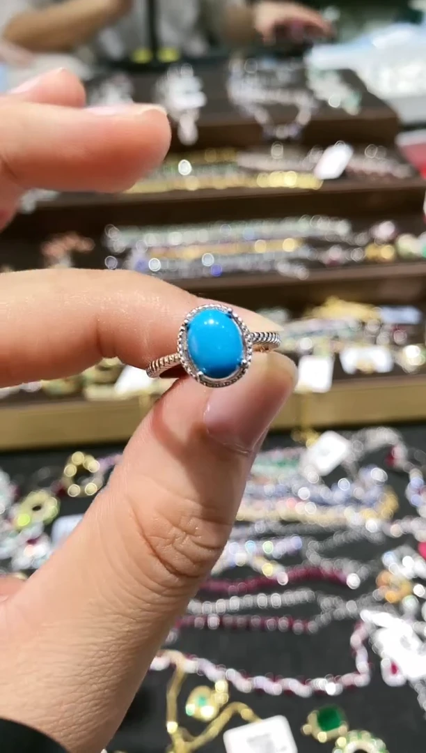 【闪购商品】蓝宝石戒指银S925镶嵌蓝松戒指