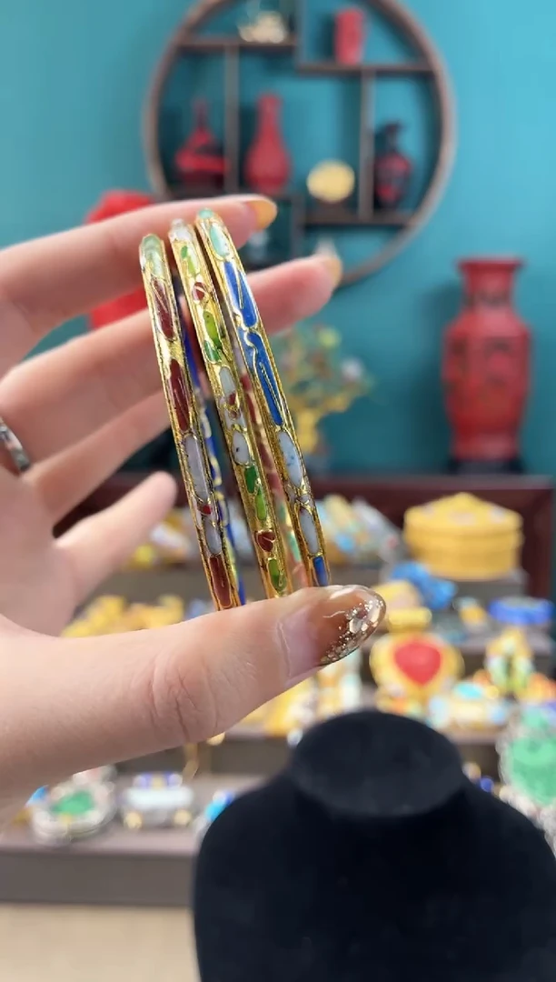 景泰蓝金地细镯子三个60-65