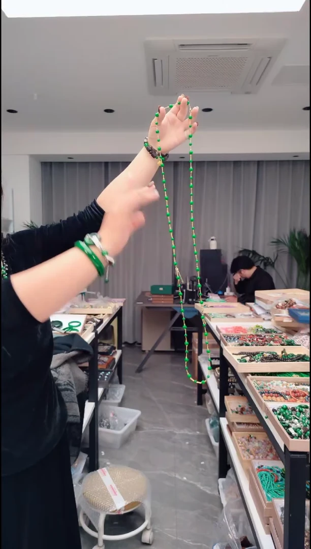 颈饰合金石英质玉1503绿满天星长链