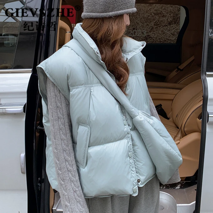 纪诗哲蓝色韩系超好看马甲女2025冬季新款小个子减龄加厚保暖马夹