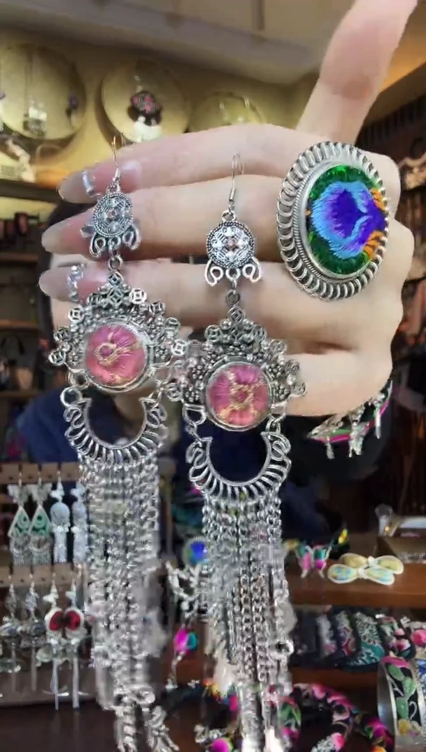 刺绣非遗刺绣民族风耳环