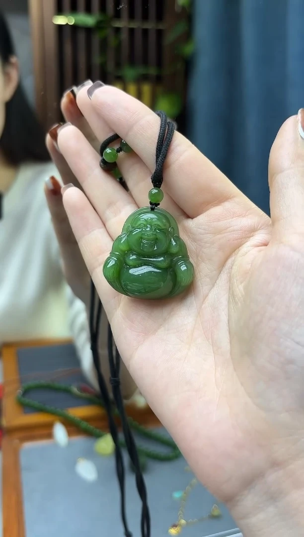 颈饰未镶嵌和田玉碧玉佛公吊坠XE