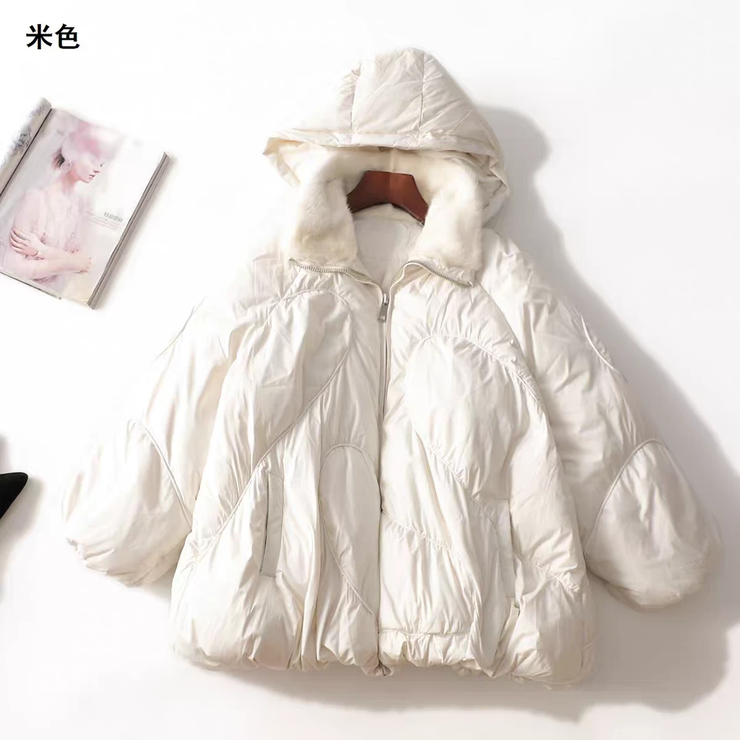 2306-G-1-1-1          韩版宽松连帽加厚白鹅绒冬季保暖羽绒外套