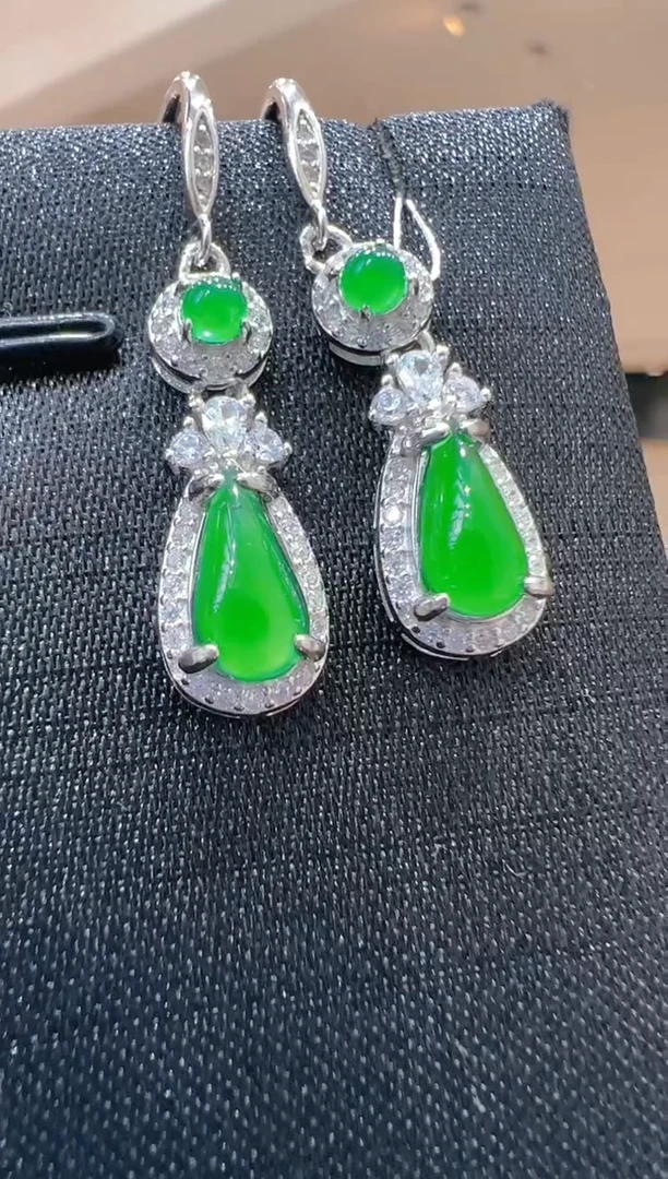 【闪购商品】翡翠耳坠银S925镶嵌多样性发货一件