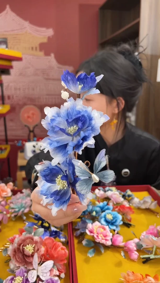 【闪购商品】刺绣非遗绒花（发饰）