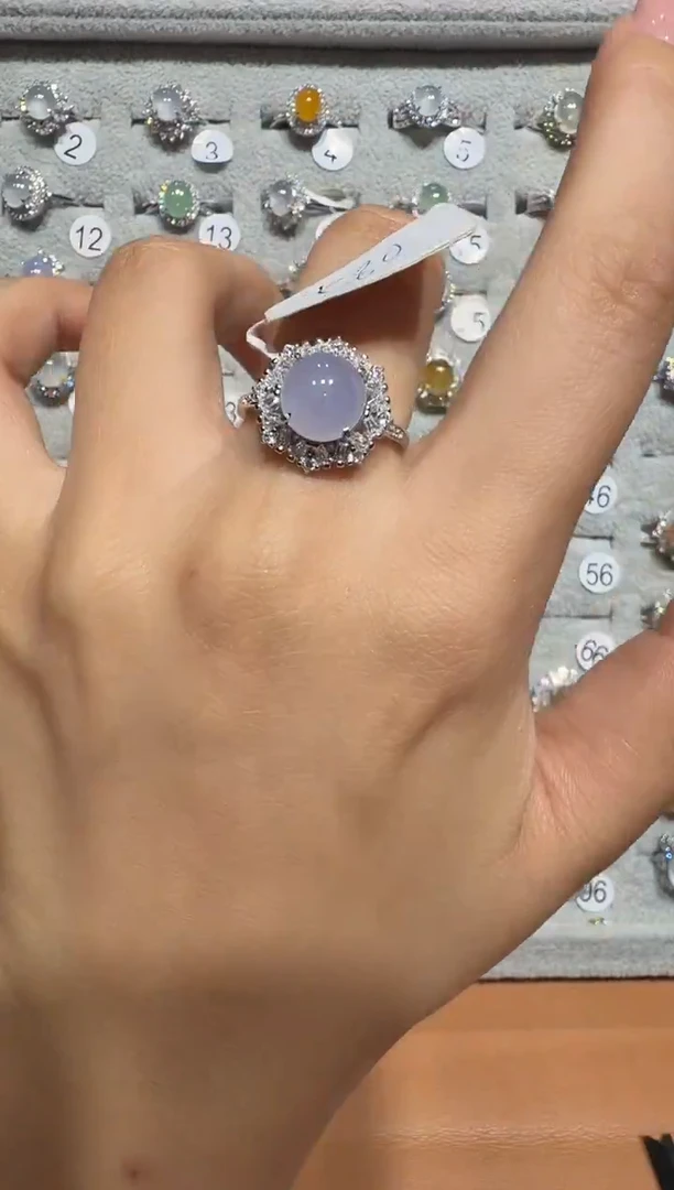 银S925镶嵌戒指翡翠925银镶翡翠戒指镶嵌31