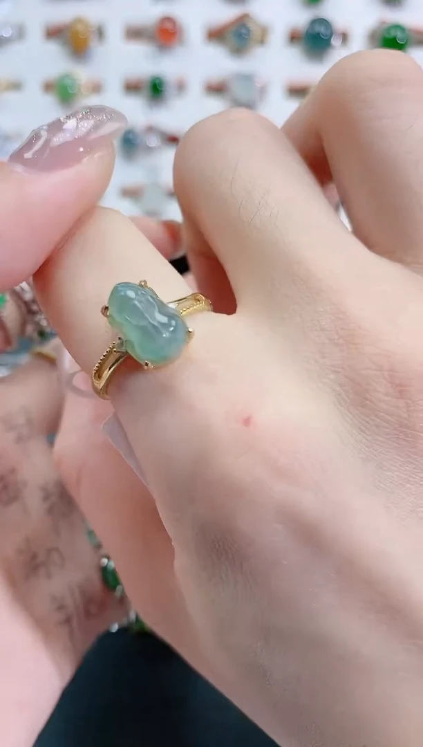 银S925镶嵌戒指翡翠天然翡翠