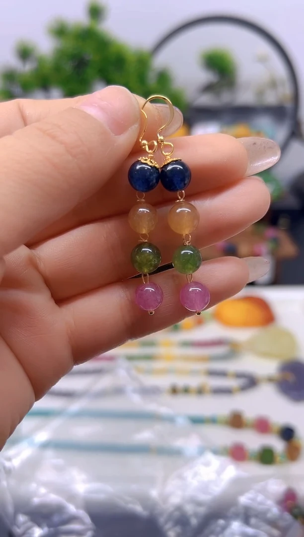 【闪购商品】碧玺耳饰14K金镶嵌耳饰E58