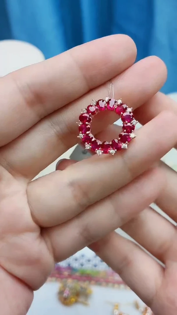 银S925镶嵌吊坠红宝石511ZB1113产品一个（多样性）