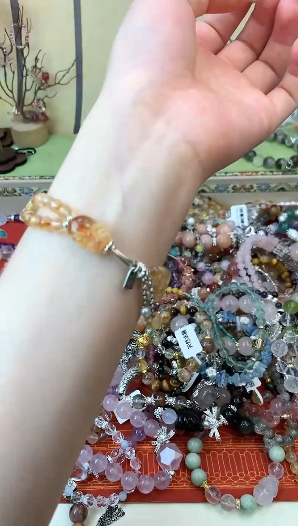 水晶手链银S925镶嵌385手串