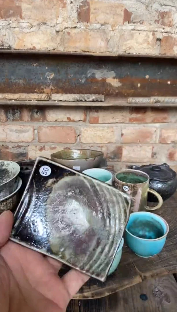 【闪购商品】盘浪鬼柴烧 釉绘柴烧盘