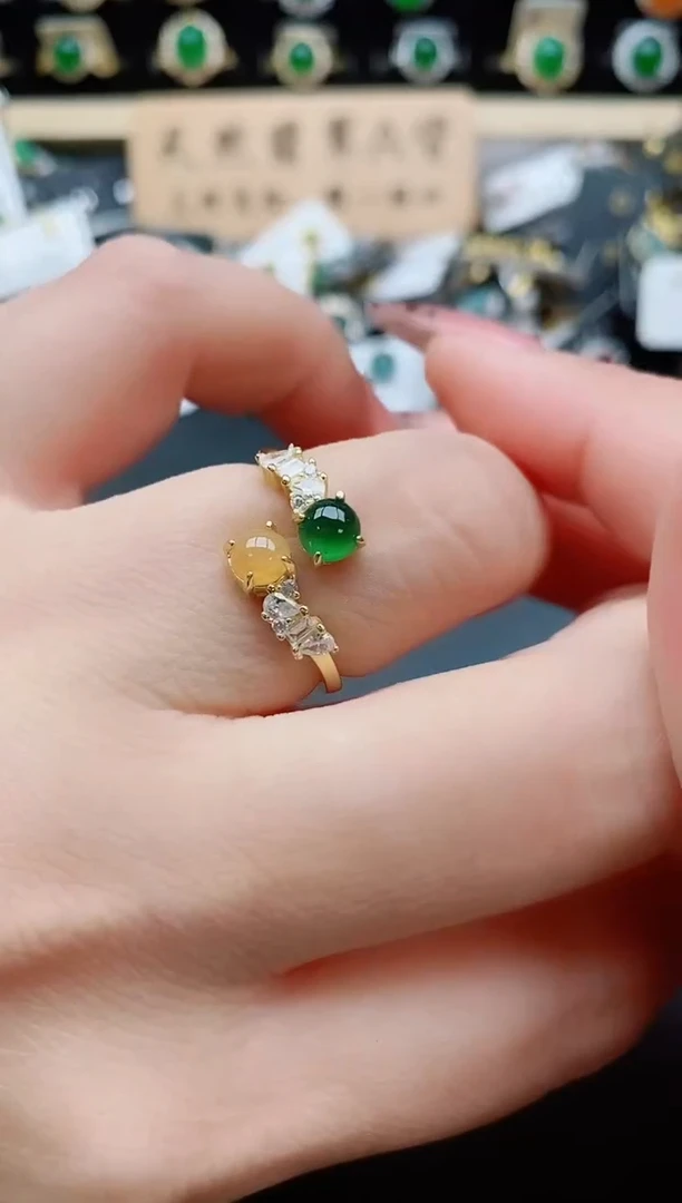 银S925镶嵌戒指翡翠1