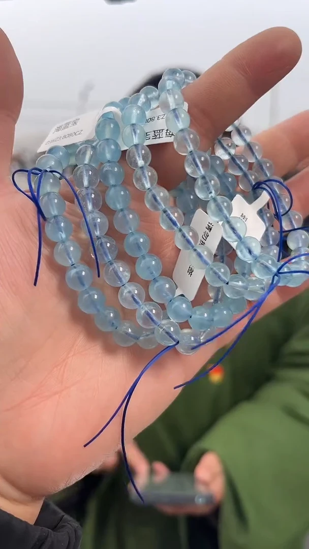 【闪购商品】海蓝宝石手链未镶嵌天然手串多样性发一7mm